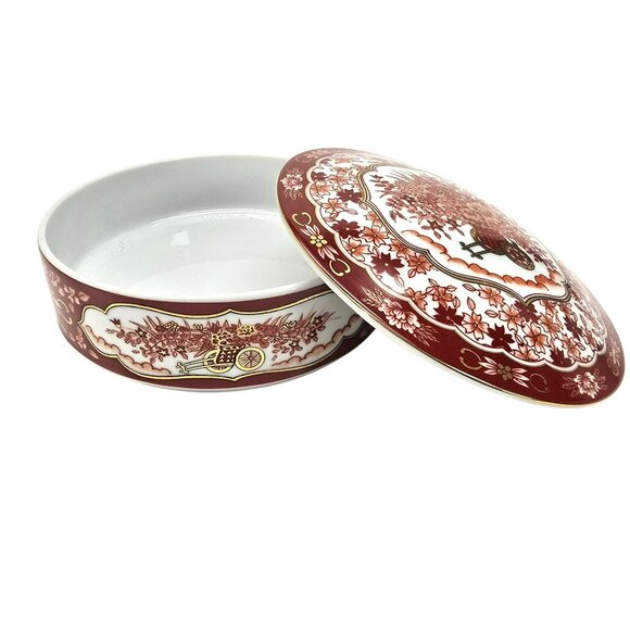 Shibata China Vintage Japanese Kutani Porcelain Lidded Box Floral Design JE295 - Picture 7 of 8